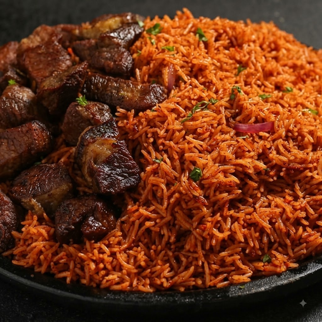 Jollof Rice with Shredded Beef