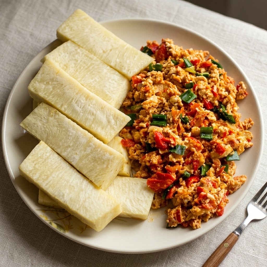 Fried Yam with Sauce