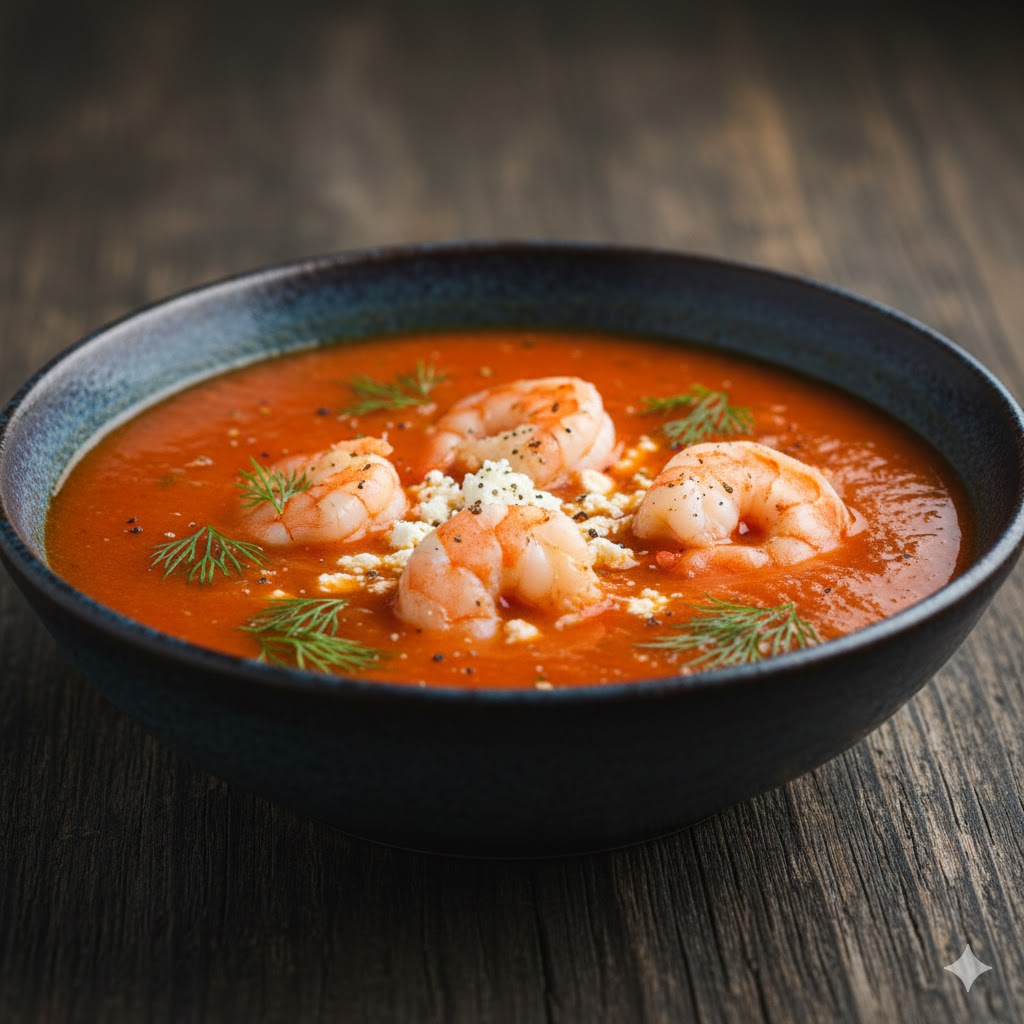 Grilled prawns soup